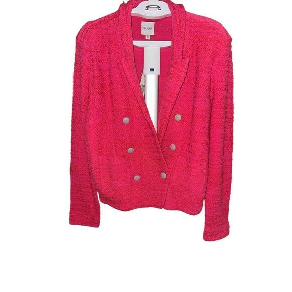 Nic + Zoe Textured Femme Knit Jacket Blazer Bright Rose Women's Size XL NWT $198 - Picture 4 of 7